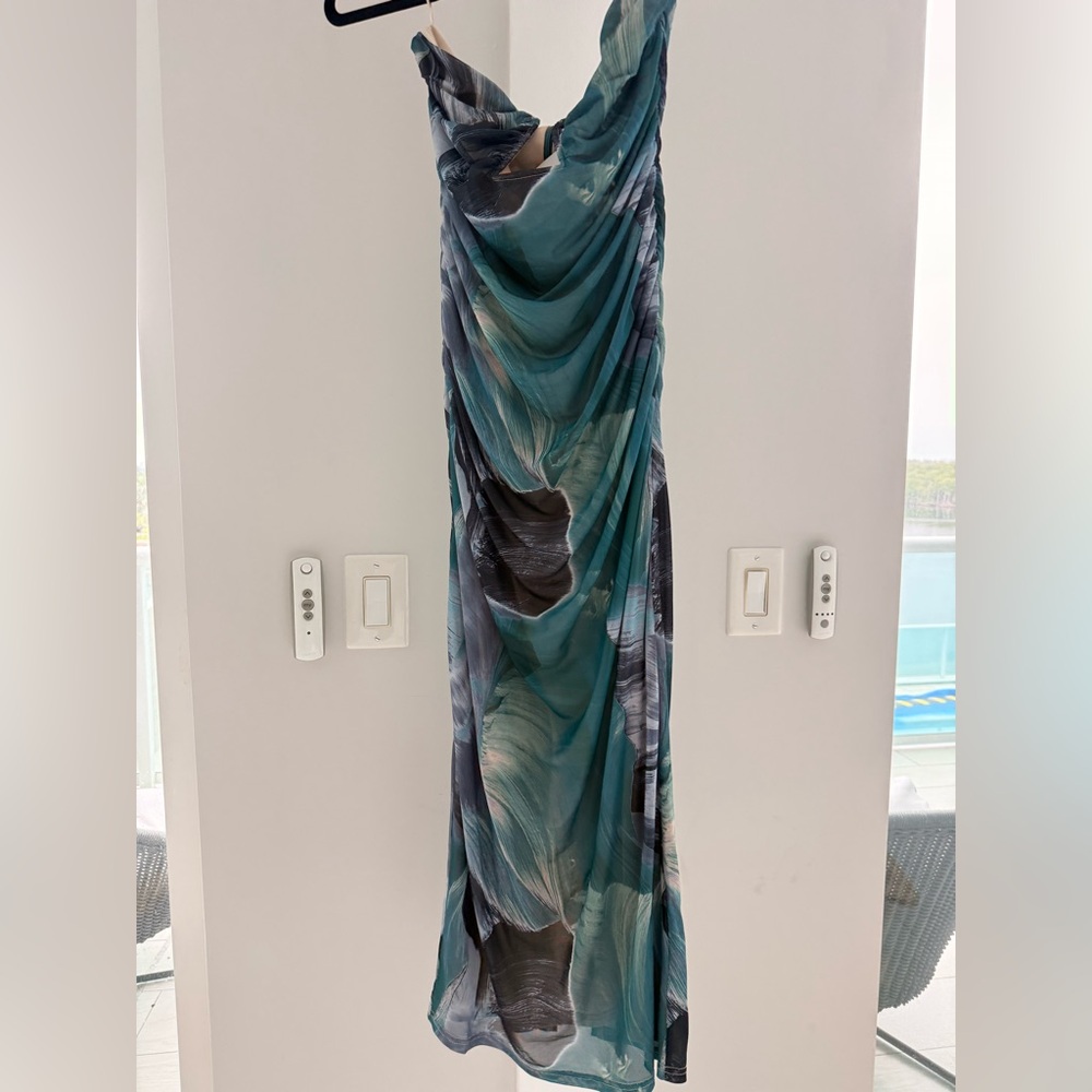 12th Tribe strapless teal Midi Dress NWT size M